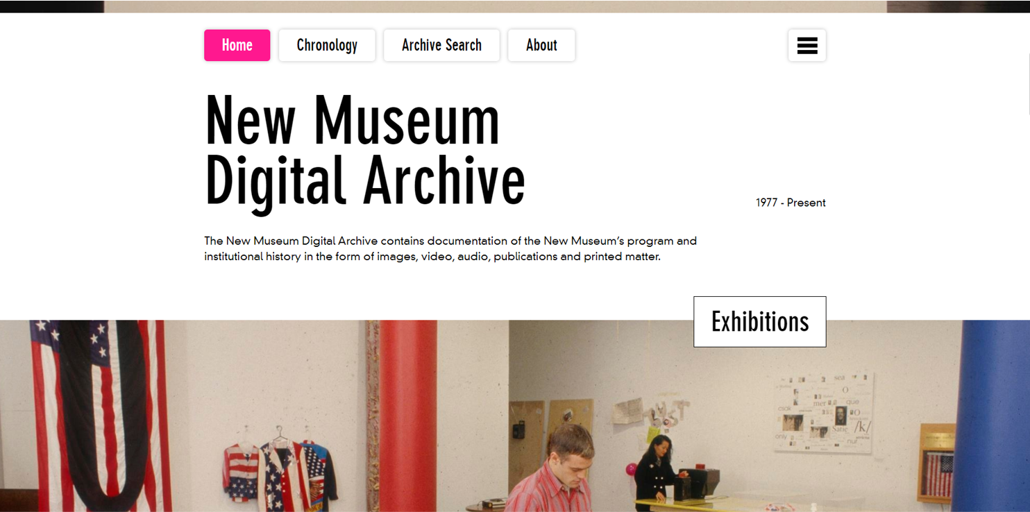 뉴뮤지엄 웹페이지 메인 이미지ㅣ출처 : 뉴뮤지엄 (archive.newmuseum.org)